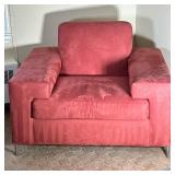 LARGE ARMCHAIR | Large red upholstered armchair with wide arms - very comfortable - h. 33 x w. 46 x 