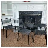 (4pc) ALUMINUM STRING CHAIRS | Aluminum tube frame chairs with string seat & back - h. 30.5 x w. 19 