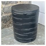ROUND OUTDOOR SIDE TABLE | Ceramic outdoor circular table - h. 19 x dia. 15 in.