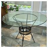 ROUND GLASS TABLE | Round beveled glass table with round aluminum frame - h. 30 x dia. 42 in.