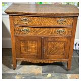 SMALL CABINET | Small wood cabinet with 2 drawers over open cabinet - h. 30 x w. 31 x d. 18 in.