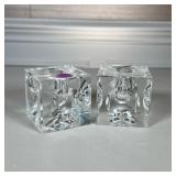 PAIR OF SQUARE CANDLE HOLDERS | h. 3 x w. 3 x l. 3 in.