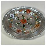 PAIR OF GLASS AND METAL DISHES
