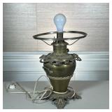 ELECTRIFIED BRASS OIL LAMP | Electrified brass urn oil lamp - h. 14 x dia. 10.5 in.