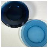 (8pc) BLUE GLASS PLATES | Set of 8 blue glass plates - dia. 10 in.