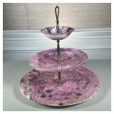 3-TIER PLATTER | Purple glazed 3-tier ceramic platter - h. 14 x dia. 14 in.