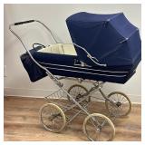 BABY PRAM | Navy blue baby striker with attached diaper bag - h. 42 x w. 20 x l. 45 in.