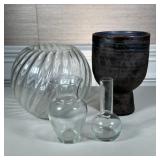 (4pc) VASE SET | Varying sizes of vases. 3 glass one ceramic.