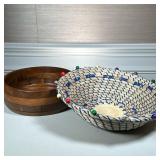 STRAW AND WOODEN BOWL