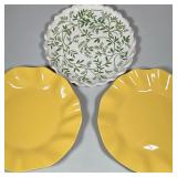 (3pc) DECORATIVE SERVING DISHES | 2 yellow one white with floral pattern