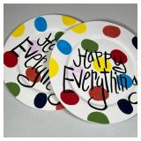PAIR OF CELEBRATION PLATES | Plates with "Happy Everything" printed on
