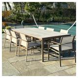 (9pc) RICHARD FRINIER FOR BROWN JORDAN PATIO DINING SET | Restoration hardware outdoor patio dining 