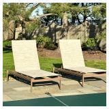 (3pc) PAIR RICHARD FRINIER FOR BROWN JORDAN LOUNGE CHAIRS | Pair of brown Jordan outdoor loungers, i