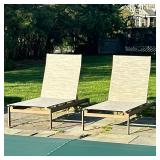 (2pc) PAIR RICHARD FRINIER FOR BROWN JORDAN LOUNGE CHAIRS | Dimensions: h. 41 x w. 27 x l. 81 in