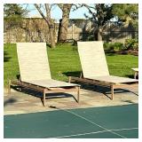 (3pc) PAIR RICHARD FRINIER FOR BROWN JORDAN OUTDOOR LOUNGERS | Includes matching side table - h. 41 