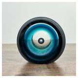 CORREIA ART GLASS PAPERWEIGHT, 1985 | Correia black/blue hand blown glass numbered ed. 103 / 200, wi