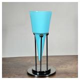 Venetian Glass Vessel | Vase resting on metal tripod. Two pieces - h. 16 x dia. 6 in