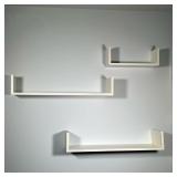 (3pc) White Shelves | 3 shelves. Largest 32.5 Dimensions: h. 6 x w. 6 x l. 32.6 in