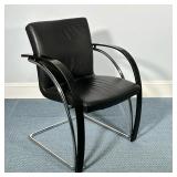 DAVIS FURNITURE LEATHER ARMCHAIR | Davis Furniture black leather armchair with chromed frame and ben