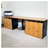 DAVIS FURNITURE FILING CABINET DESK | Large wood top desk & filing cabinet piece by Davis Furniture 