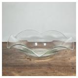 LARGE GLASS BOWL | Large wavy glass bowl - h. 5 x dia. 18 in