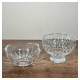 (2pc) Small Glass Bowls | Two small serving bowls the taller of the two is marked Waterford. - h. 4.