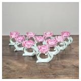 (10pc) FINE PORCELAIN FLOWER FORM NAPKIN RINGS | Lot of 10 fine porcelain flower form napkin rings -