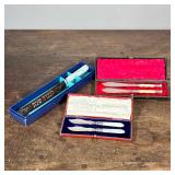 PEARL HANDLE & SILVER PLATE KNIVES | Including: pair of Pearl handle silver plate knives, Pearl hand