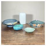 (6pc) ROSEVILLE USA & OTHER MIXED CERAMICS | Including: 2 Roseville USA glazed bowls with handles, 2