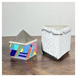 (2pc) LIDDED CERAMIC BOXES | Including: colorful Rosenthal lidded ceramic box with pyramid top and t