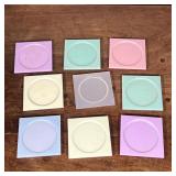 (9pc) PASTEL ACRYLIC COASTERS | Set of 9 pastel colored acrylic coasters - w. 4 x l. 4 in