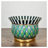 MACKENZIE CHILDS PAINTED GLASS BOWL | Mackenzie Childs hand-painted glass bowl with tulips - h. 5.25