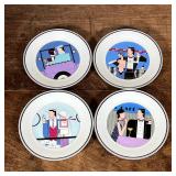 (4pc) PHILIPPE DESHOULIERES LIMOGES COASTERS | Set of 4 Philippe Deshoulieres decorated saucers for 
