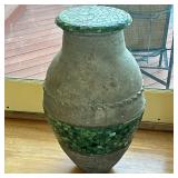 MOSIAC LARGE LIDDED CASE | Large ceramic lidded vase with mosaic decoration - h. 30 x dia. 19 in