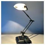 ARTICULATING BRASS LAMP | With sandblasted glass shake - h. 22 x w. 6 x l. 20 in (fully extended eac