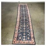 GEOMETRIC BLUE RUNNER | Having geometric medallions & border on navy backing - w. 2