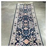 FLORAL RUNNER | Having colorful pink flowers on navy backing - w. 2