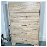 LIGHT WOOD CHEST OF DRAWERS | Having 5 drawers with brushed aluminum pulls - h. 48 x w. 31.5 x l. 16