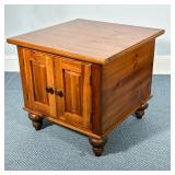 ROMWEBER WOOD SIDE TABLE | Romweber furniture carved wood side table with 2 shelf cabinet oo. - h. 2