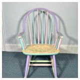 LISAO COLORFUL ROCKER | Colorful pastel painted rocker, signed & dated on bottom “Lisao ‘87” Dimensi