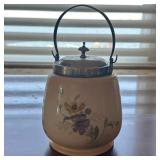 SILVER PLATE LIDDED Crock | Decorated with flowers Dimensions: h. 9 x dia. 6 in