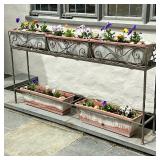 Wrought Iron Plant Stand - Tiered | Vintage (mid century) wrought iron, tiered planter stand with fi