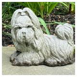 Stone Shih Tzu Dog Statue | Outdoor stone shih tzu dog statue for garden decor or door stopper. - h.