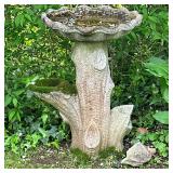 Stone Bird Bath Pedestal - Tree Trunk | Outdoor stone bird bath pedestal and bowl (all one piece) wi