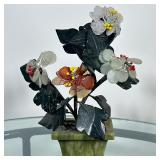 Chinoiserie Glass & Stone Sculpture #4 | Vintage chinoiserie jade or other stone decorative floral/b