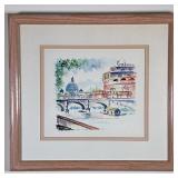 After Fausto Battelli (1934-2018) Lithograph - "Castel" | Cityscape lithograph of the Tiber River in