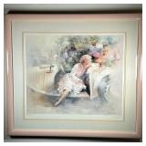 Willem Haenraets (Dutch, 1940-) Oil Painting - "Day Dreaming"| Painting of a woman lounging out a vi