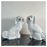 (2pc) Porcelain Staffordshire Spaniel Statues | Pair (2) of porcelain Staffordshire Spaniel dog stat