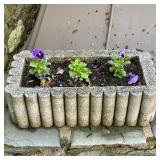 Concrete Planter #1 | Large concrete rectangular-shaped outdoor planter with scalloped edges. Plants