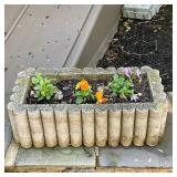 Concrete Planter #2 | Large concrete rectangular-shaped outdoor planter with scalloped edges. Plants